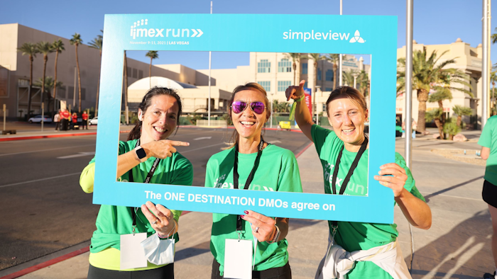 Simpleview sponsored the IMEXrun and signed partnerships at IMEX America 2021.