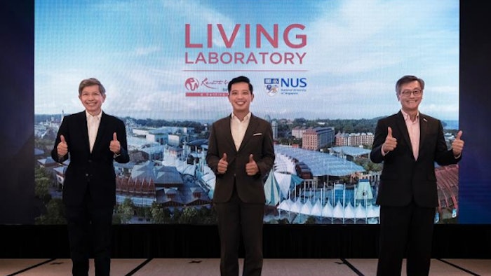 Resorts World Sentosa CEO Tan Hee Teck (left) and National University of Singapore President, Professor Tan Eng Chye (right), launched the RWS-NUS Living Laboratory in January. Also pictured is Alvin Tan, minister of state for trade & industry and culture, community, and youth.