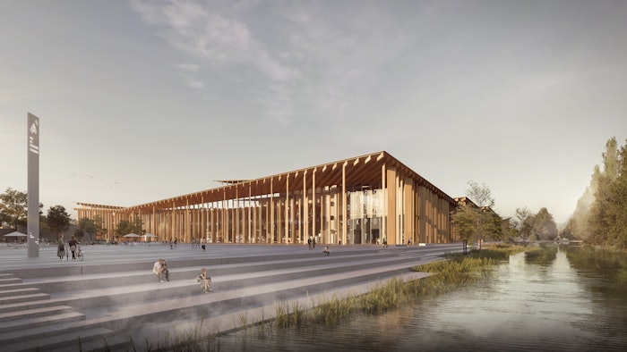 Strasbourg’s new Exhibition Centre has four 4,500 sqm halls , 9 metre high ceilings and an entirely glazed nave.