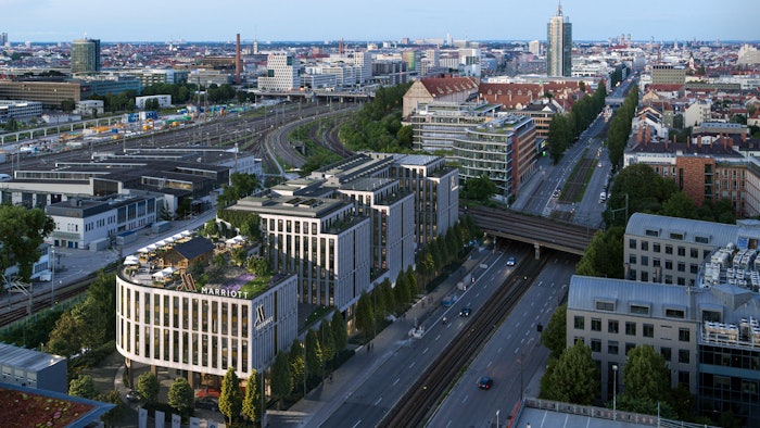 The new Munich Marriott Hotel City West will include a spectacular roof terrace with panoramic views over the city and the Bavarian Alps, perfect for outdoor events or post-meeting drinks.