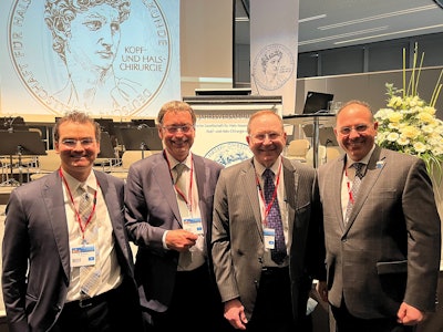 Academy Leaders with Host and ICS Leadership, Hanover, Germany Featured, left to right, Mark E. Zafereo, Jr., MD, AAO-HNSF International Coordinator; Prof. Hans-Jürgen Welkoborsky, MD, DDS, PhD, President, German Society of Otorhinolaryngology, Head and Neck Surgery; James C. Denneny III, MD, AAO-HNS/F Executive Vice President and CEO; and Prof. Cem Meco, MD, FEBORL-HNS, President, Confederation of European ORL-HNS, 2020-2022.