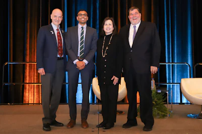 Left to right, session director George J. Hruza, MD, MBA, FAAD; Derm Tank winner Jigar Ramesh Patel, MD, FAAD; Adelaide A. Hebert, MD, FAAD; and Brett M. Coldiron, MD, FAAD.