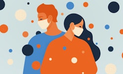 Graphic of two people wearing surgical masks