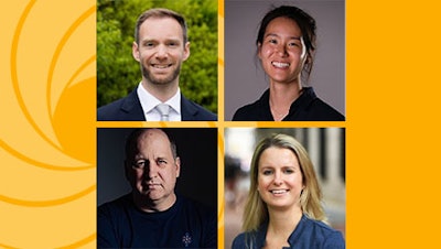 The judging panel for the ENTrepreneur Faceoff: (from upper left and clockwise) Alexander Brethaur, Jina Ko, PhD, Katherine Reuther, PhD, and Matthew Maltese, PhD.