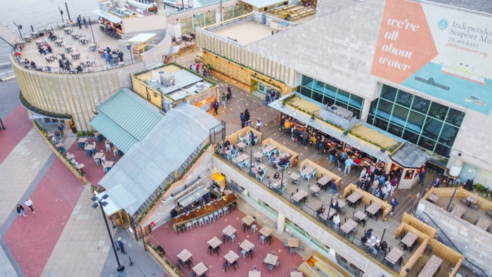 Liberty Point provides multiple levels for food and entertainment, including a stage for live music, five bars and views of the water.