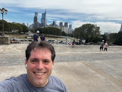 Dr. Chelius at the Rocky Steps