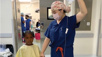 Dr. Sara Yang leading a patient into the operating room