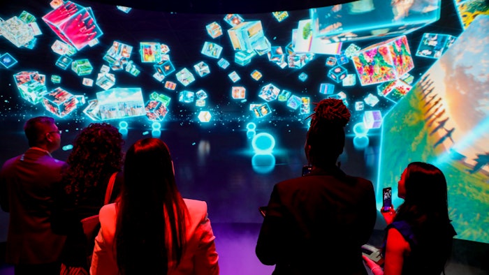 This LED screen creates an immersive, awe-inspiring experience for meeting attendees.