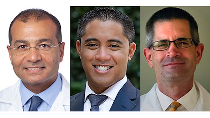 Left to right: Hesham Elsharkawy, MD, MBA, FASA, Jeffrey J. Mojica, DO, and Rene Przkora, MD, PhD