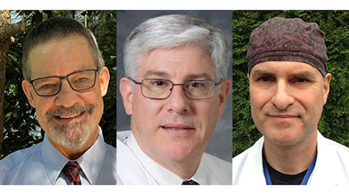 Left to right: Joseph Kras, MD, DDS, MA, FASA, HEC-C, Richard Wolman, MD, MA, and Kenneth Abbey, MD, JD