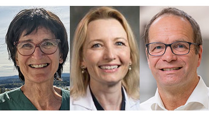 Left to right: Jannicke Mellin-Olsen, MD, DPh, Jeanna Blitz, MD, FASA, and Benedikt Preckel, MD, PhD