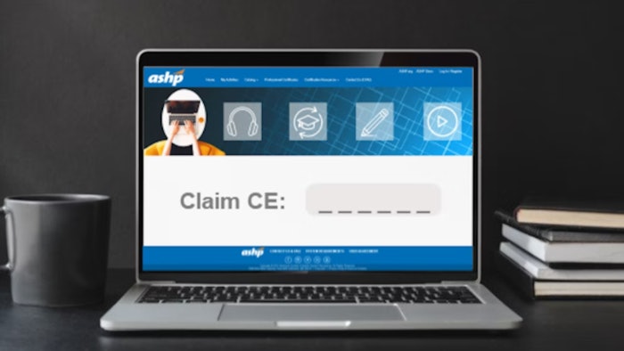 Picture of an open laptop with a Claim CE page on the screen