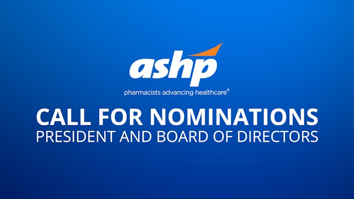 Graphic card with ASHP logo and call for nominations for president and board of directors