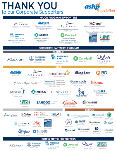 A list of ASHP corporate sponsors and their logos