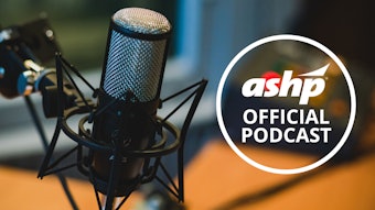 A microphone with the words ASHP Official Podcast