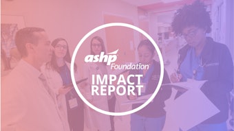 Graphic with a photo of medical professionals in the background and AHSP Foundation Impact Report text overlayed