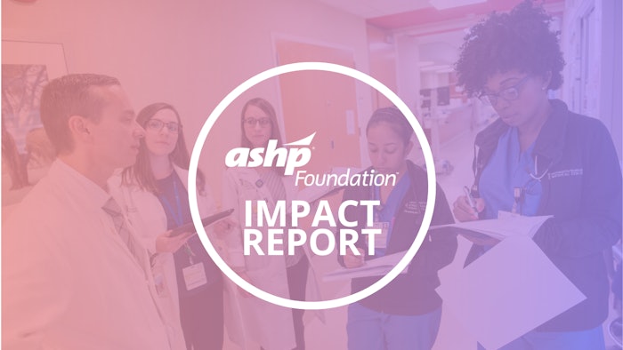 Graphic with a photo of medical professionals in the background and AHSP Foundation Impact Report text overlayed