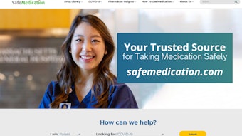 Picture of smiling female pharmacist with text reading Your Trusted Source for Taking Medication Safely, safemedication.com