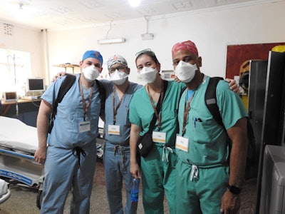 Academy Members Drs. Cristel, Jeu, Mehta, and Brown getting ready to start clinical day one.