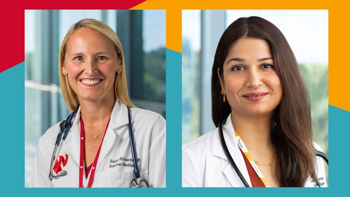 Head shots of Sarah Richards, MD, FACP, and Swati Mehta, MD, FACP, SFHM, CPXP