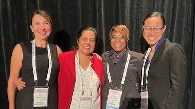 (Left to right): Sonya Malekzadeh, MD, Sujana S. Chandrasekhar, MD, Angela M. Powell, MD, and Janice L. Farlow, MD, PhD, during their presentation at the AAO-HNSF 2022 Annual Meeting & OTO Experience in Philadelphia, Pennsylvania.