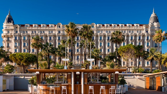 The Carlton Cannes’ Belle Epoque façade – framed by twin domes – has been fully restored and the hotel itself has been reimagined by acclaimed French interior designer Tristan Auer.