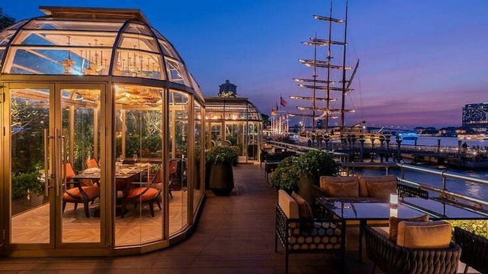 The Crystal Grill House, which opened earlier this year at the Bangkok Marriott Marquis Queen’s Park, offers fine dining with a view of the Chao Phraya.