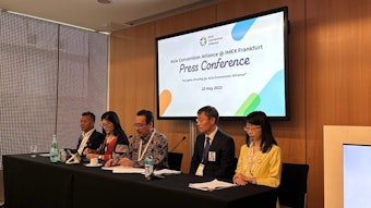 Founding members of the Asia Convention Alliance gathered at the IMEX Frankfurt press conference, including Nooch Homrossukhon of Thailand Convention & Exhibition Bureau (TCEB), Sumate Sudasna of Thailand Incentive & Convention Association (TICA), Noor Azlan Abu Bakar of Malaysia Convention & Exhibition Bureau (MyCEB), Younghwan Kim, director general of Tourism & Sports Bureau from Seoul Metropolitan Government and Rosa Liu of Taiwan External Trade Development Council (TAITRA).