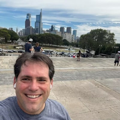 During the AAO-HNSF 2022 Annual Meeting & OTO Experience, encouraged by his friend and colleague, Jeffrey C. Liu, MD, Dr. Chelius took a jog from the Marriott to the Philadelphia Museum of Art and ran up the “Rocky Steps,” made famous by the 1976 film.