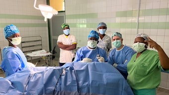 Dr. Appiah-Thompson performing complex otologic surgery alongside Dave J. Crockett, MD, from Phoenix Children’s Hospital.