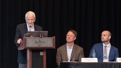 Eugene N. Myers, MD, FRCS Edin(Hon), at the Humanitarian Efforts Forum to launch Eugene N. Myers Global Education Fund. Featured with Humanitarian Efforts Committee Chair, Dr. Basura and Ryan H. Belcher, MD, MPH.