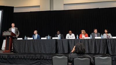 Humanitarian Efforts Committee Chair, Gregory J. Basura, MD, PhD, moderates the Medical Perspectives from Global Physicians panel during the Humanitarian Efforts Forum.