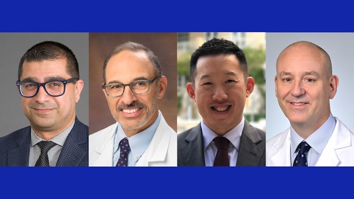 Left to right: Ashish Khanna, MD, MS, FCCM, FCCP, FASA, Jeffrey Feldman, MD, MSE, Jonathan Tan, MD, MPH, MBI, FASA, and Michael Scott, MB, CHB, FRCP, FRCA, FFICM
