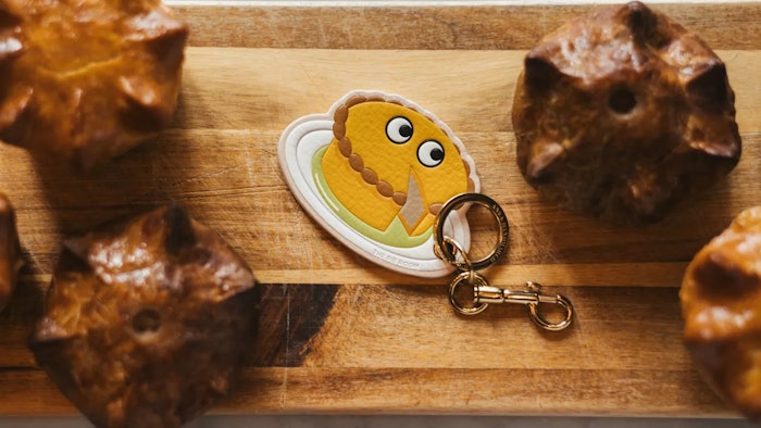 Anya Hindmarch has created a limited-edition “Pie with Eyes” keyring for pie lovers to celebrate Rosewood London’s 10th anniversary.