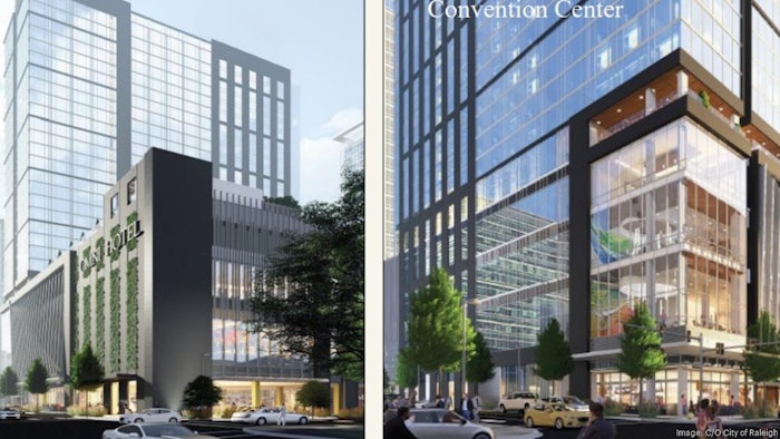 The proposed new Omni Raleigh Hotel will add 550 guest rooms to the city’s convention center campus.