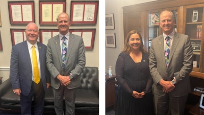 Dr. Backous with U.S. Representatives Larry Bucshon, MD, (left) and Yadira Caraveo, MD (right).