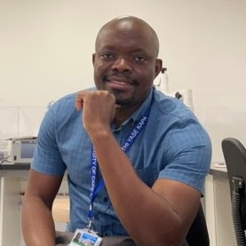 Erasmus Muganda, MBChB, FCORL(SA), from Muganda, Zimbabwe. The first otology fellow in Africa.