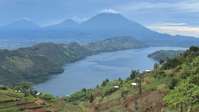 A view of lush Volcanoes National Park in northwestern Rwanda.