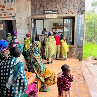 Patients and their families at the new Butaro outpatient clinic in Butaro, Rwanda.