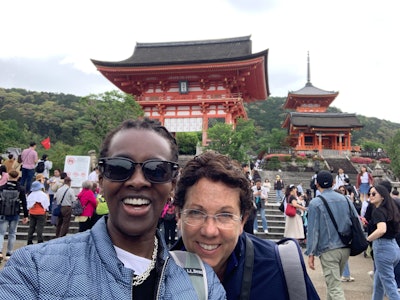 Yolanda L. Troublefield, MD, JD, (left) with her wife Caroline Parello.