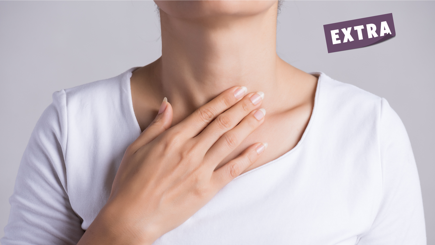 Woman Holding Throat Thumbnail Base