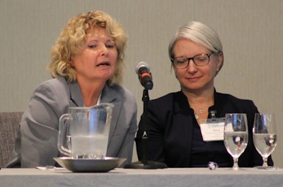 Panelists Mary T. Mitskavich, MD (left) and Rose DuLude, PhD.