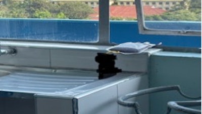 Blood transfusion warming by an open window at Bugando Hospital.