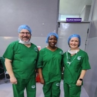Otolaryngologist-head and neck surgeon Dr. Cecilia Protas (center) with the author (left) and his wife, Leigh Sassler, RN, at Bugando Hospital.