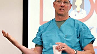 Douglas D. Backous, MD, speaks at a mentorship program at the Seattle Science Foundation in July 2024 to encourage underrepresented high school and college students to pursue medicine.