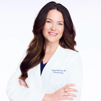 This is a photo of Morgan Murphrey, MS, MD, FAAD who is quoted in the article.