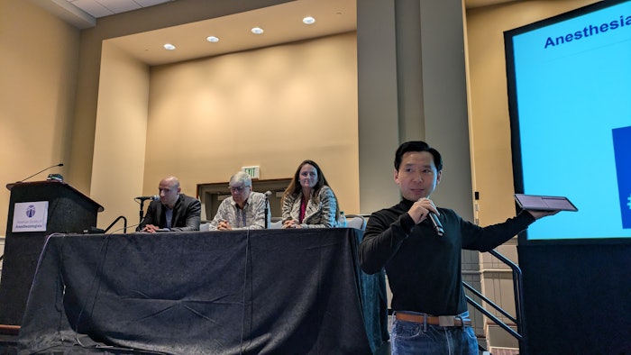 Left to right: Bernd Saugel, MD, Steven Shafer, MD, FASA, Ashley Peterson, MD, MPH, and Irving Ye, MD, MBA, FASA