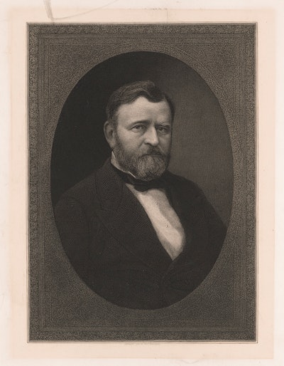 Figure 1. President Ulysses S. Grant (1822-1885). Photograph of engraving “Ulysses S. Grant, head-and-shoulders portrait, facing slightly right, in oval within frame,” by W.E. Marshall (ca. 1885), retrieved from the Library of Congress.1