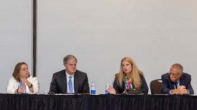 (Left to right) Stacey L. Ishman, MD, MPH, Methodologist; James W. Mims, MD; Dr. Damask; and Fuad M. Baroody, MD; Assistant Chairs of the 'Clinical Practice Guideline on Immunotherapy in Inhalant Allergy,' participated in a Panel Presentation about the CPG during the recent Annual Meeting.