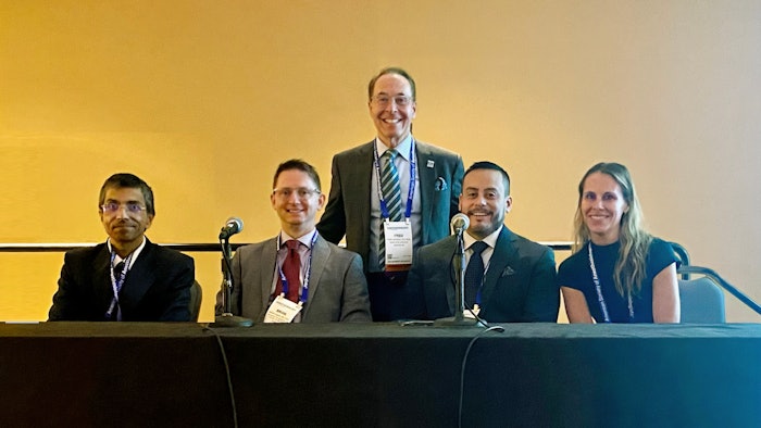 Left to right: Jagan Devarajan, MB, BS, FASA, Brian M. Osman, MD, Fred E. Shapiro, DO, FASA, (center, behind) Alberto E. Ardon, MD, FASA, and Ashley Shilling, MD